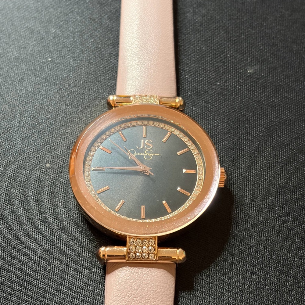 Jessica Simpson Watch Womens Pink Rose Gold Tone Crystal Accents JW0007RG - Picture 2 of 11
